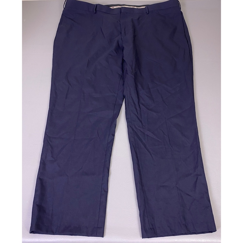 Louis Martin Dress Pants Men's Size 50x32 Navy Blue Wool Blend Comfort Fit NEW